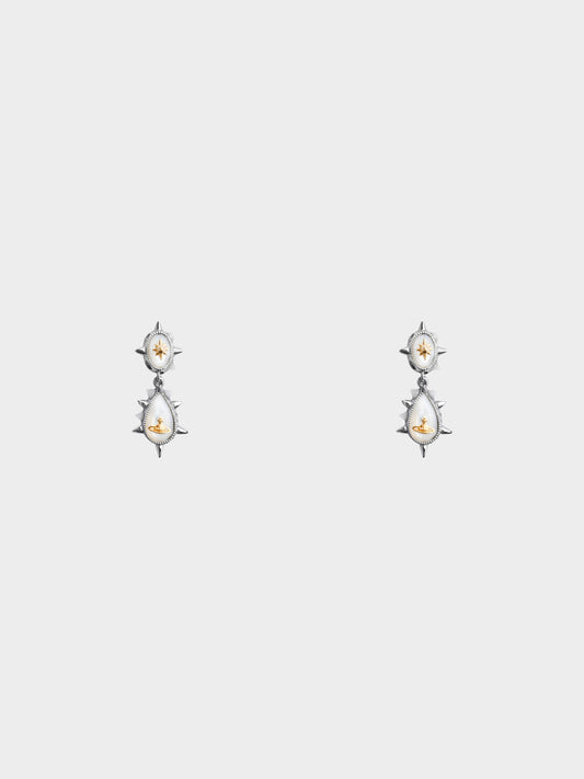 Vivienne Westwood Mid-2000s Silver Spike Studded Faux Pearl Resin Orb Earrings