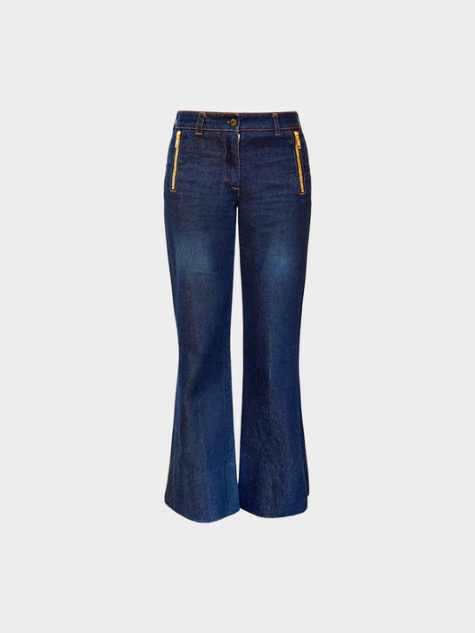 Chloé by Stella McCartney SS 2001 Runway Navy Blue Denim Horse Motif Detailed Pants