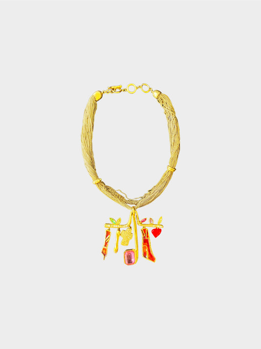 Christian Lacroix 1980s Multi-Charm Hanger Multi Chain Necklace