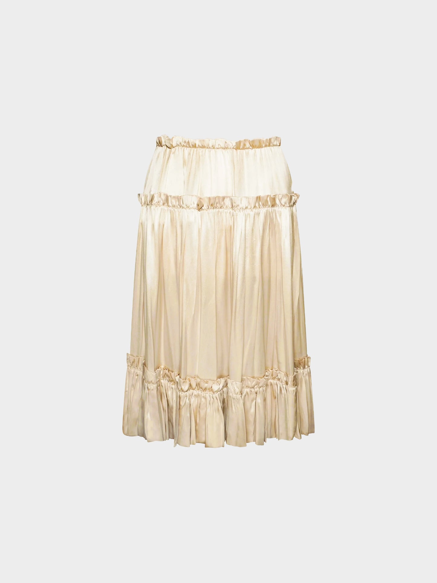 Roberto Cavalli SS 2005 Beige Silk Midi Skirt