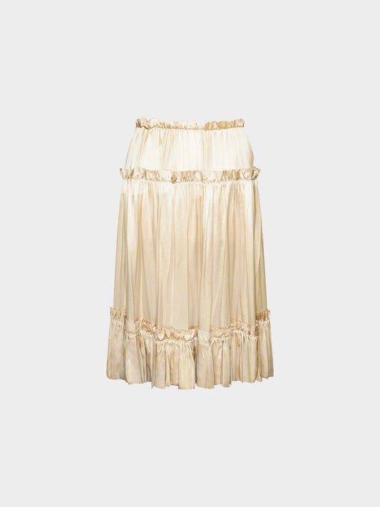 Roberto Cavalli SS 2005 Beige Silk Midi Skirt