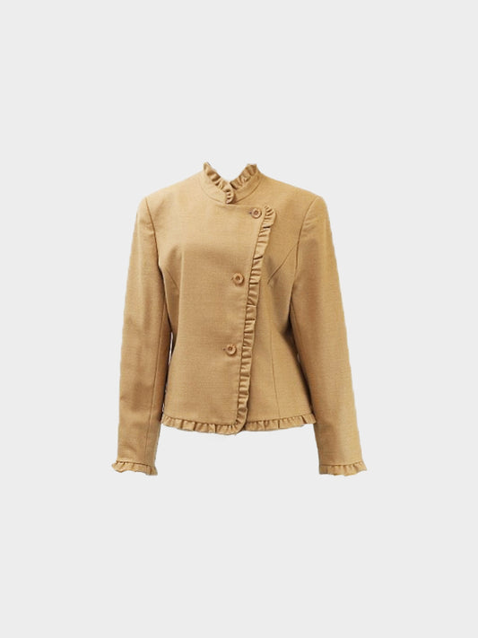 Chloé 1990s Brown Wool Jacket with Ruffled Details