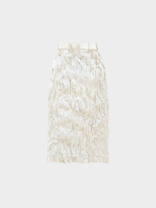Issey Miyake Pleats Please 2010s Rare Cream Pleated Skirt