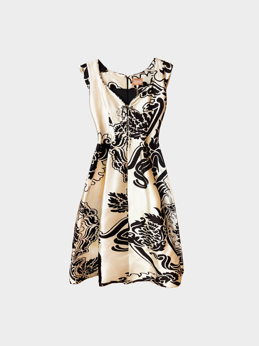 Vivienne Westwood Mid-2010s Champagne and Black Satin Dress