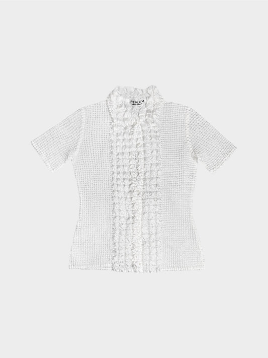 Yoshiki Hishinuma 1990s White Peplum Shortsleeves Top
