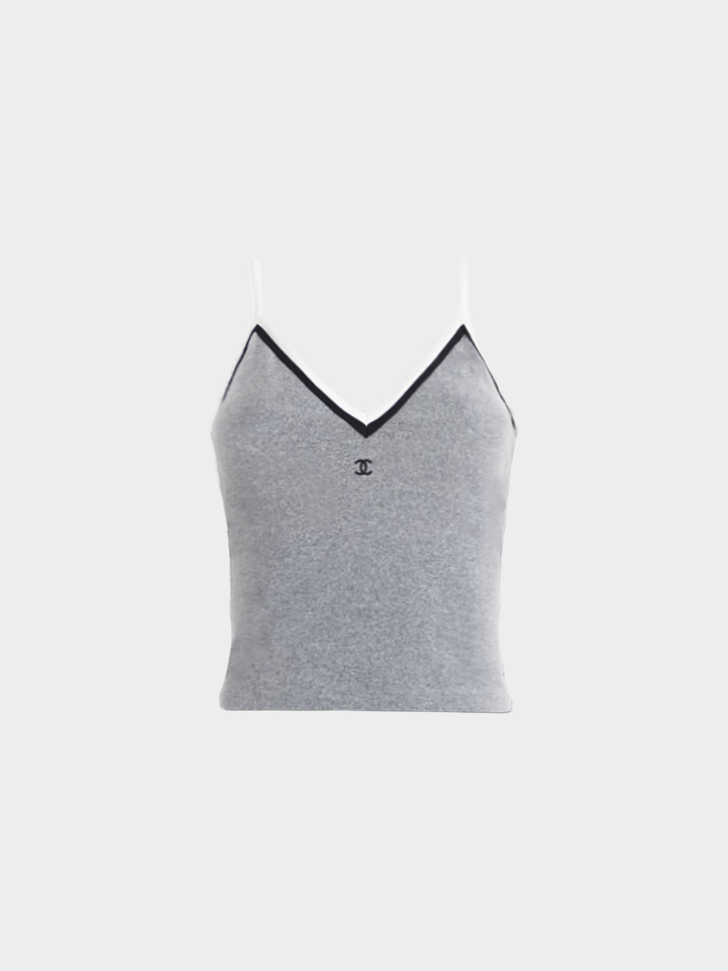 Chanel by Karl Lagerfeld SS 1998 Grey CC Cotton Tank Top