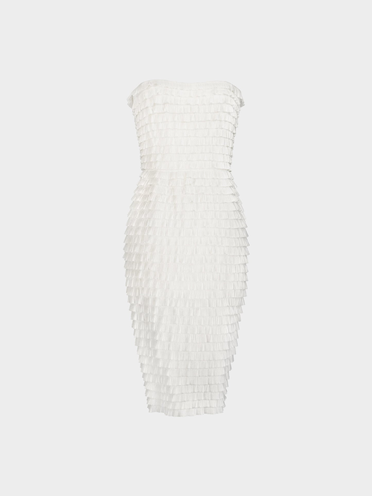 Carven Haute Couture SS 1999 Runway White Ruffled Bustier Dress