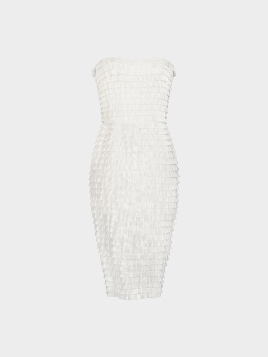 Carven Haute Couture SS 1999 Runway White Ruffled Bustier Dress