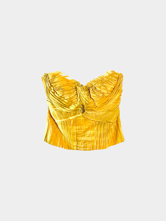 Prada 2000s Mustard Yellow Linen Corset