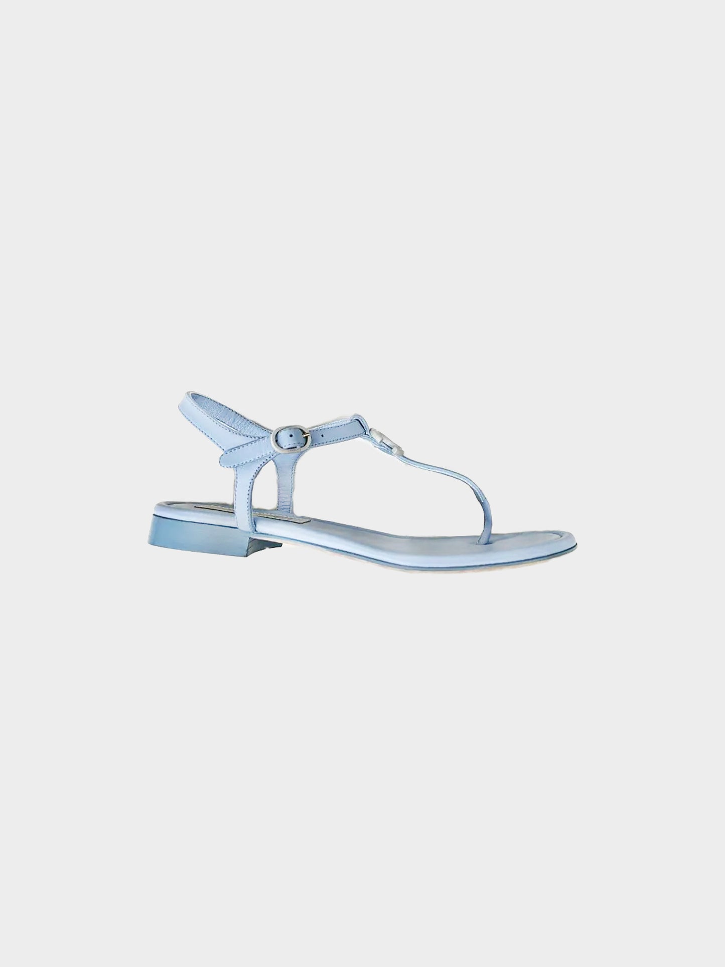 Chanel 2023 Light Blue Leather Thong Sandals
