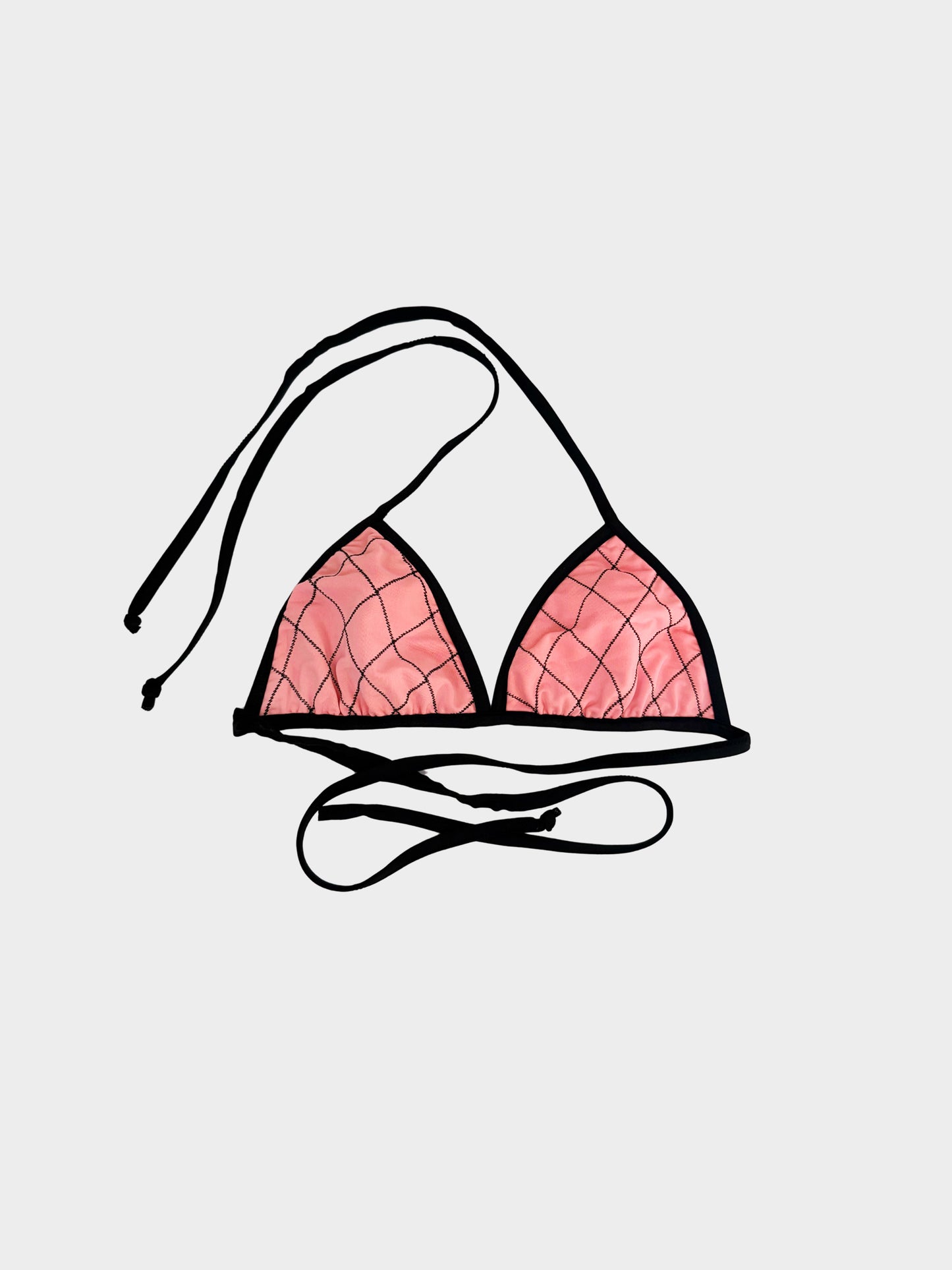 Chanel SS 1995 Pink and Black Diamond Stitch Two Piece Swimsuit