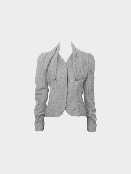 John Galliano 2004 Grey Wool Blend Jacket