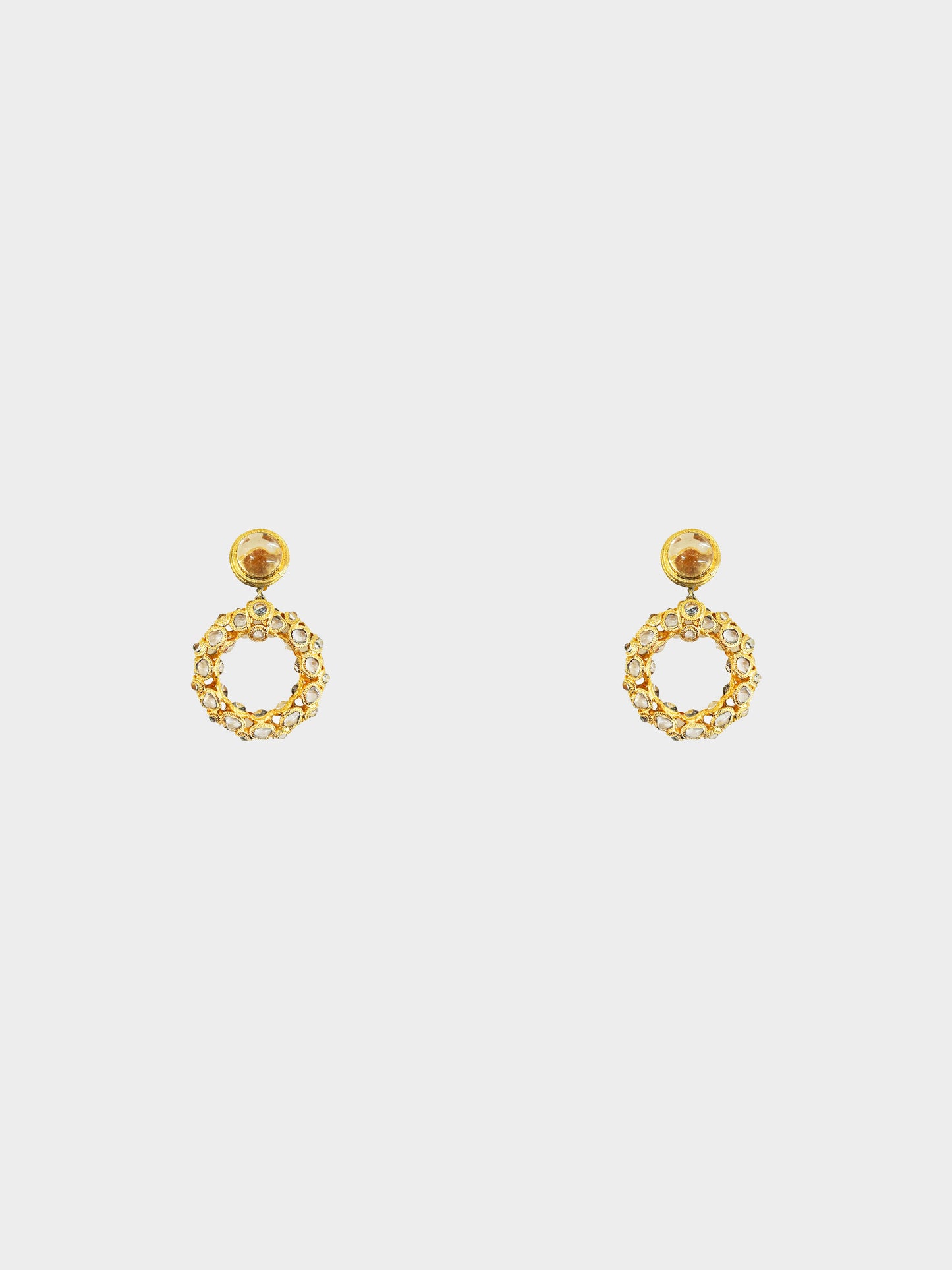 Chanel 1970s Gold and Gripoix Glass Clip-on Hoop Earrings