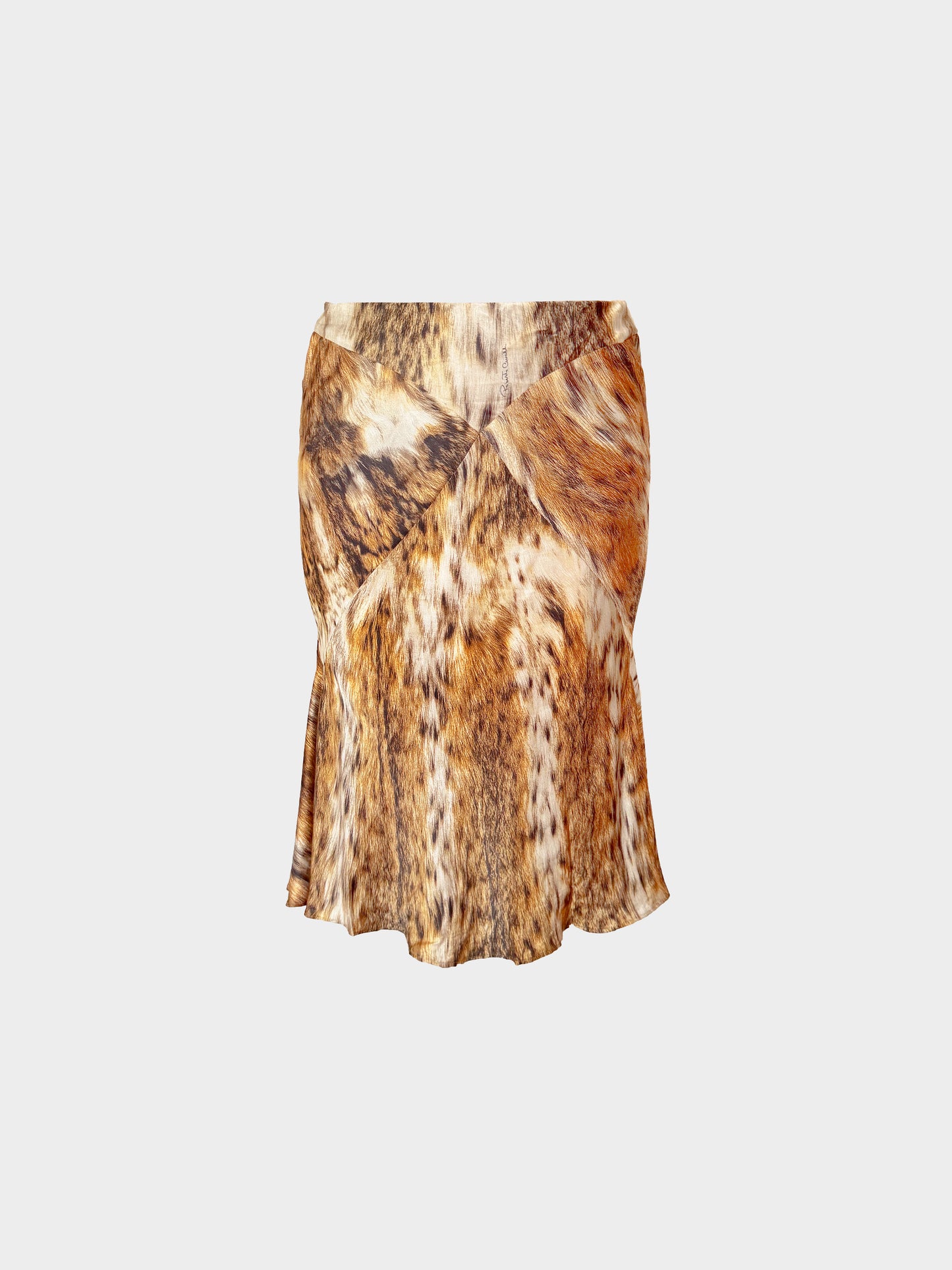 Roberto Cavalli 2000s Leopard Print Silk Skirt