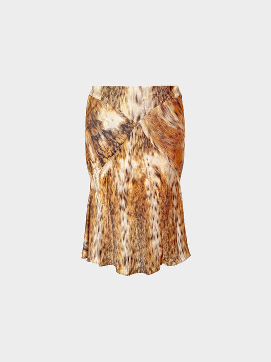 Roberto Cavalli 2000s Leopard Print Silk Skirt