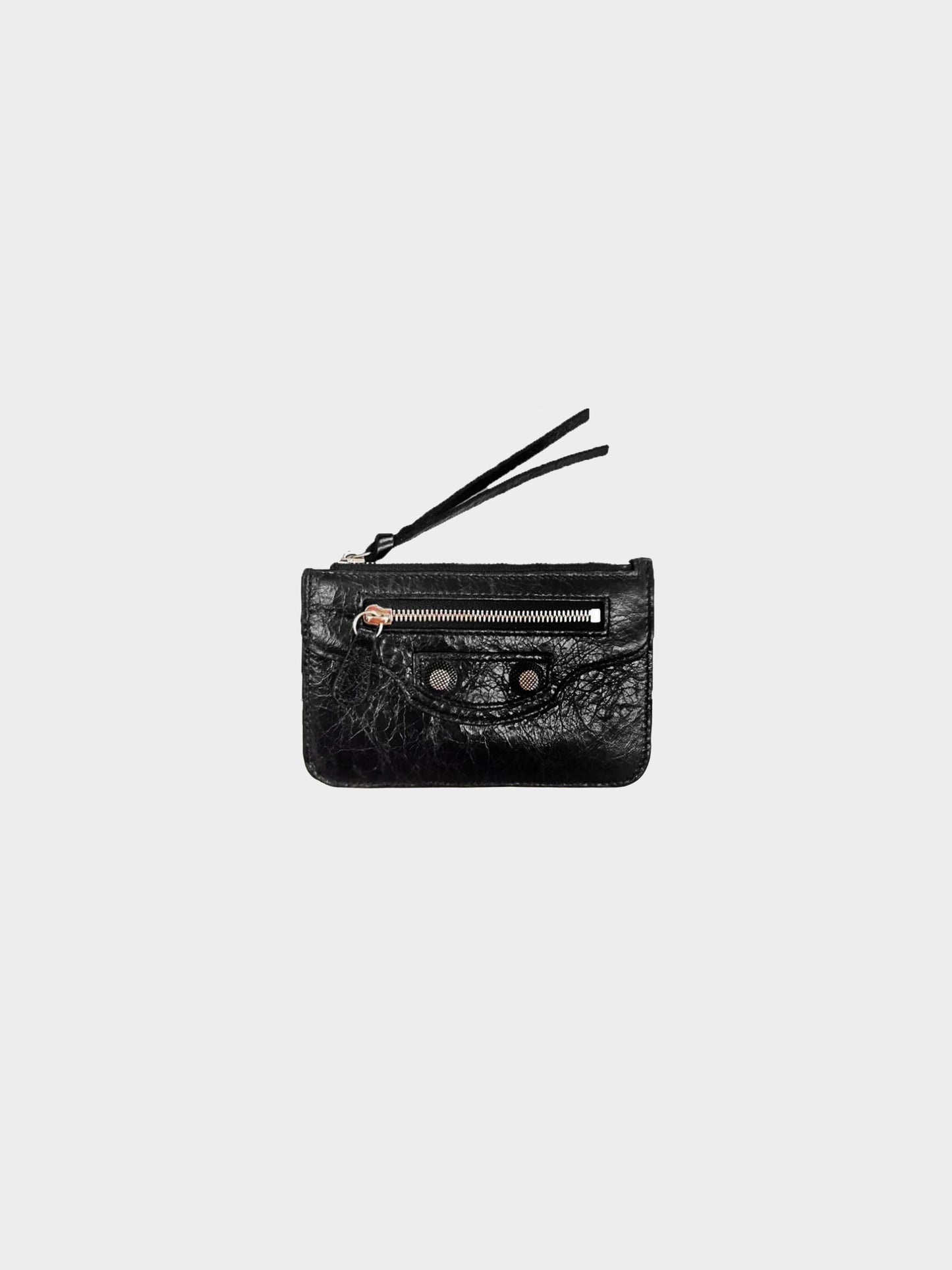 Balenciaga 2020s Black Leather Le Cagole Coin and Card Holder