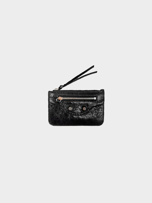Balenciaga 2020s Black Leather Le Cagole Coin and Card Holder