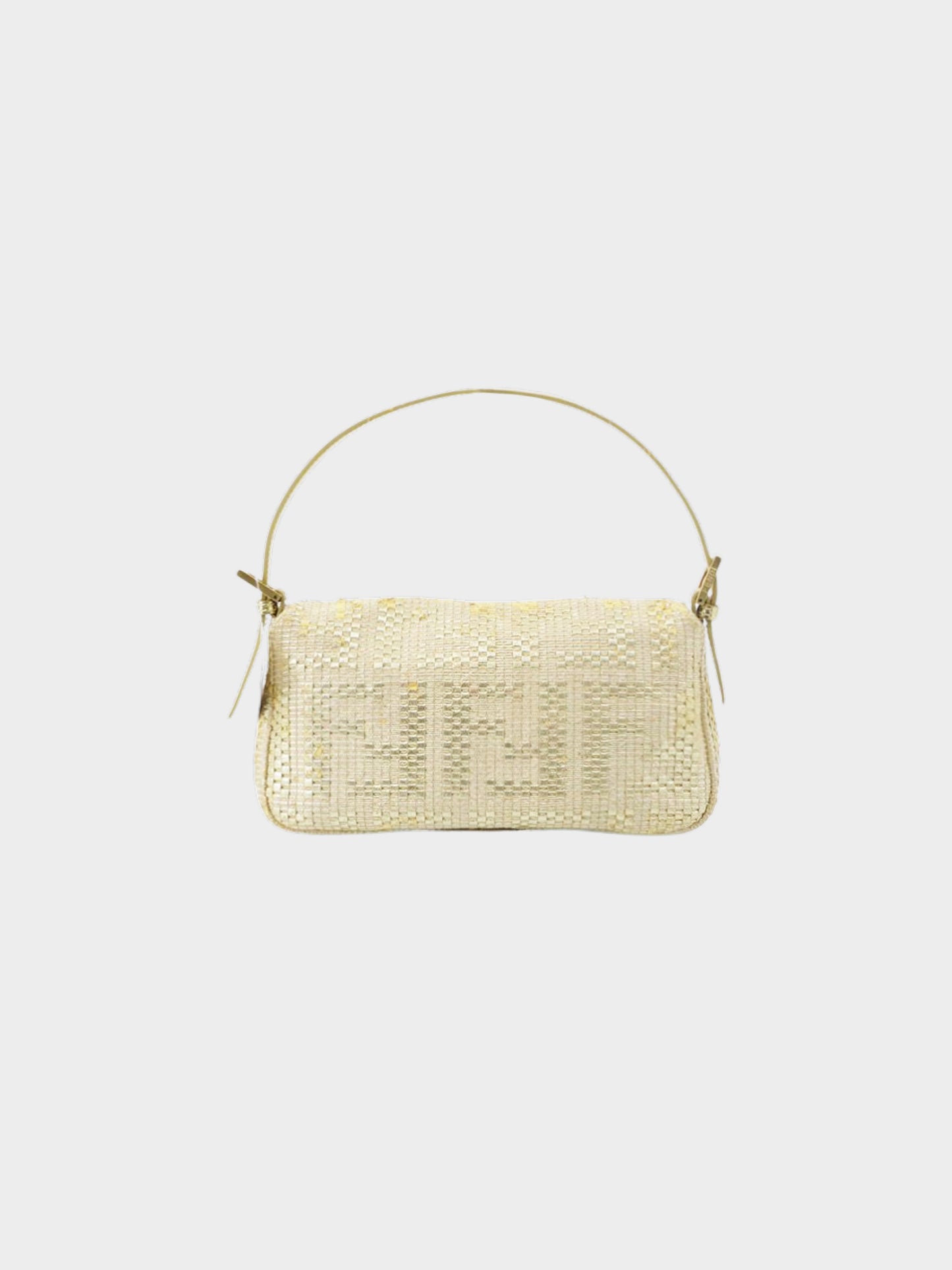 Fendi 2000s Silver and Gold Leather Woven Baguette
