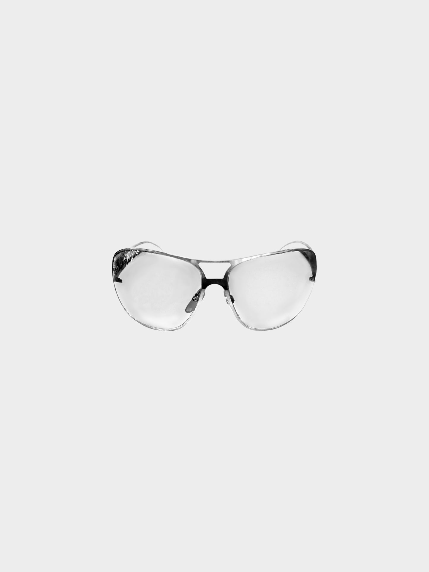 Chanel 1990s Silver Aviator Sunglasses