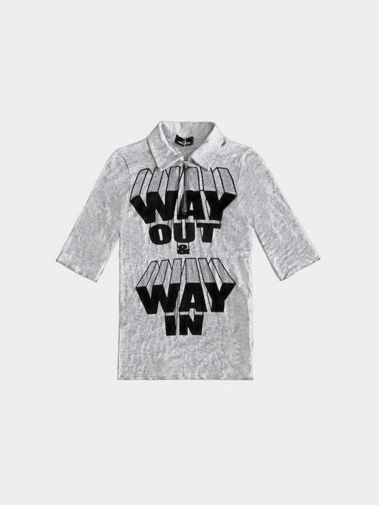 Comme des Garçons FW 2004 Grey Graphic Tricot Zip-up Shirt