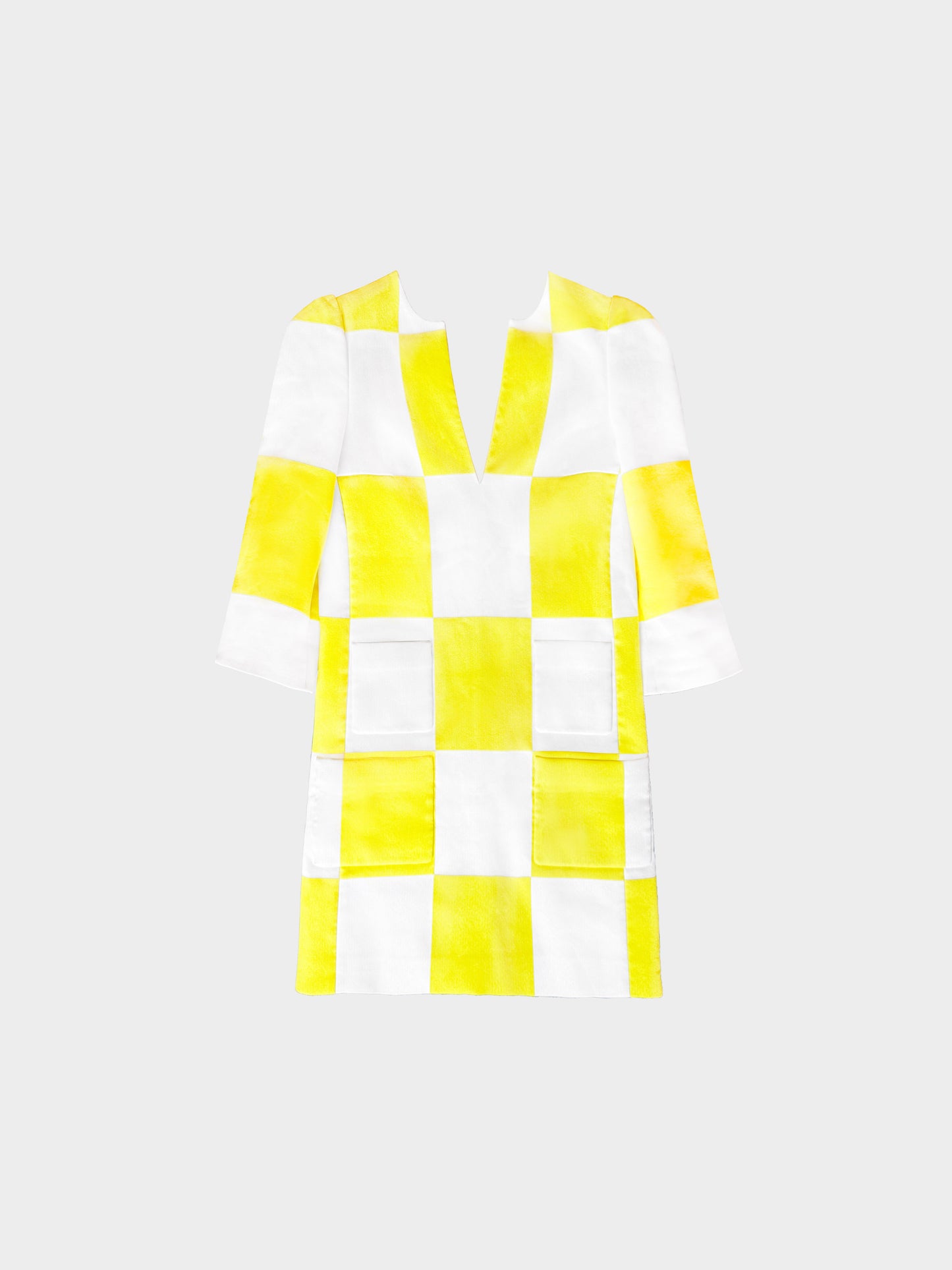 Louis Vuitton by Marc Jacobs SS 2013 Runway White and Yellow Check Print Shift Dress