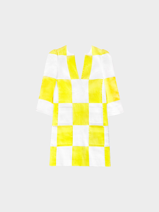 Louis Vuitton by Marc Jacobs SS 2013 Runway White and Yellow Check Print Shift Dress
