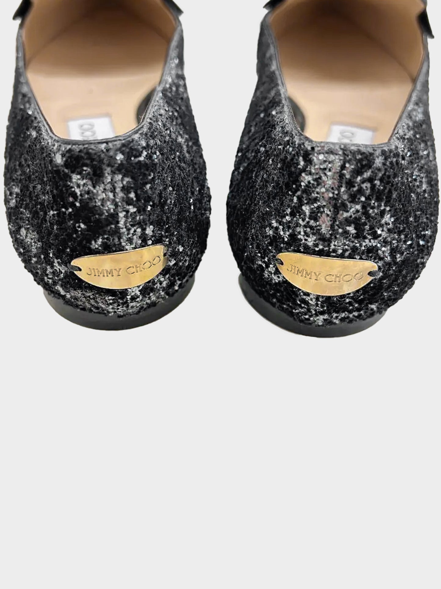 Jimmy Choo 2010s Black Velvet Glittered Gabie Flats