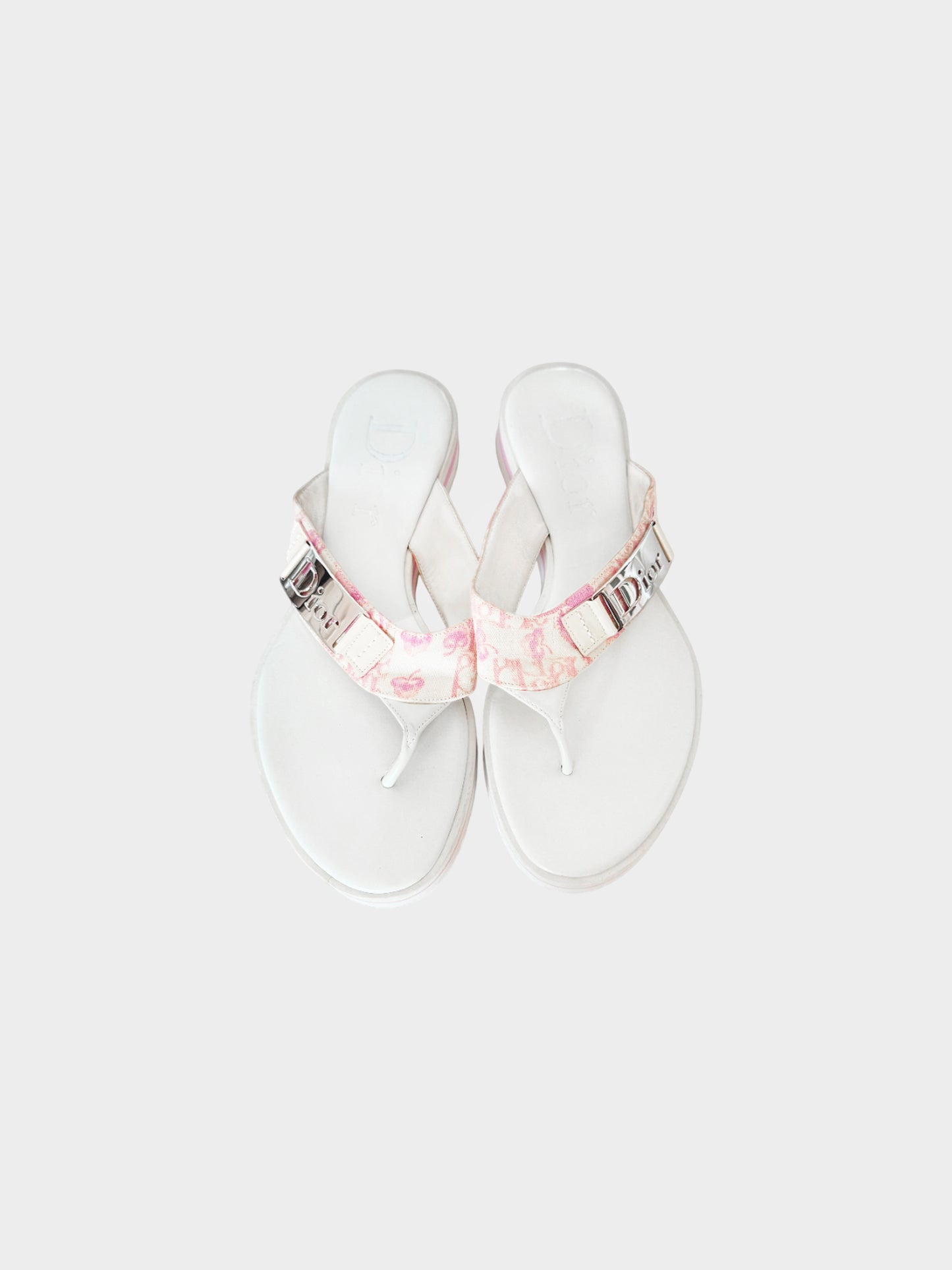 Christian Dior by John Galliano Resort 2005 Pink and White Diorissimo Cherry Blossom Flip Flops