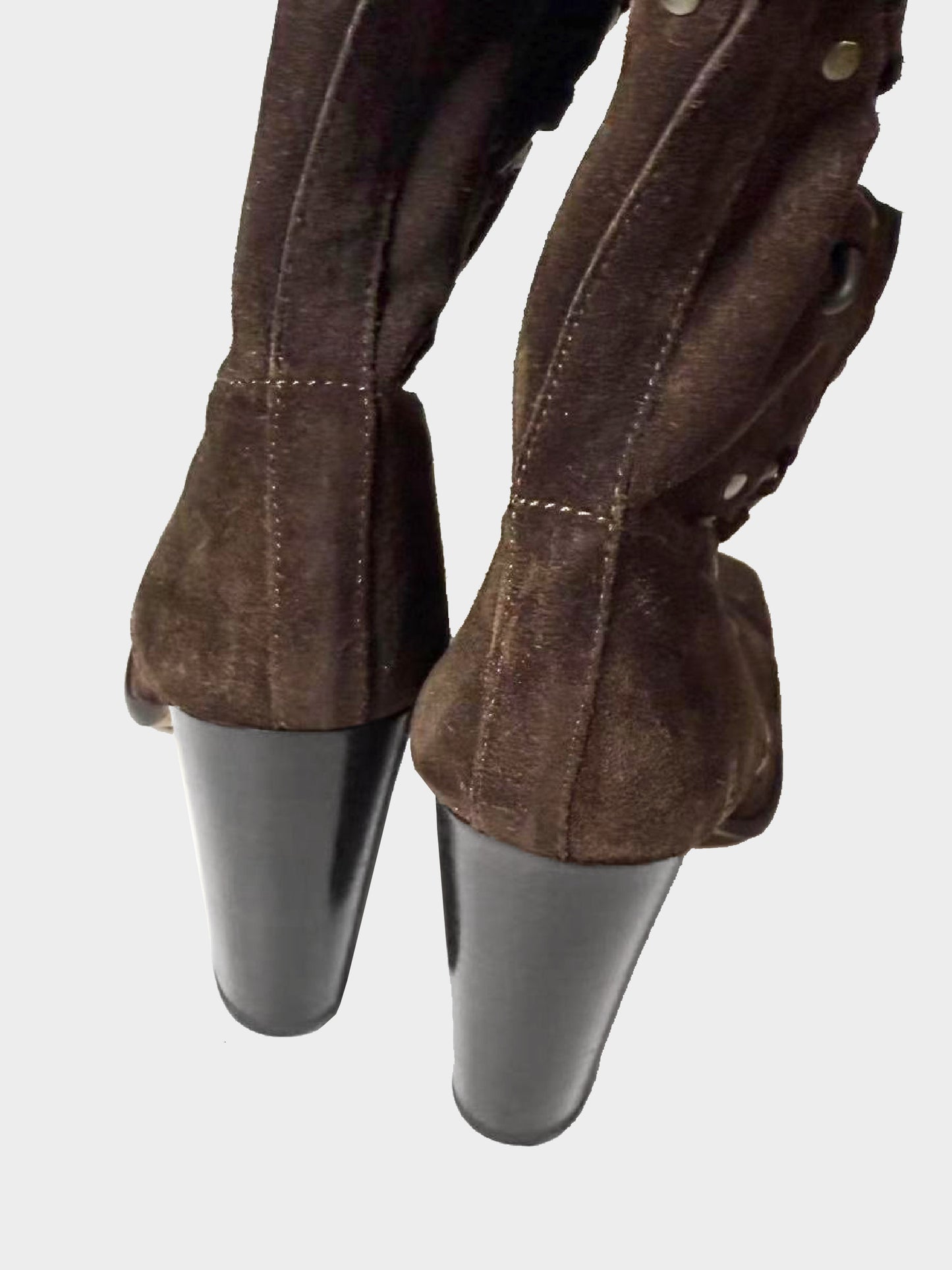 Dolce and Gabbana 2000s Brown Suede Studded Western Boots