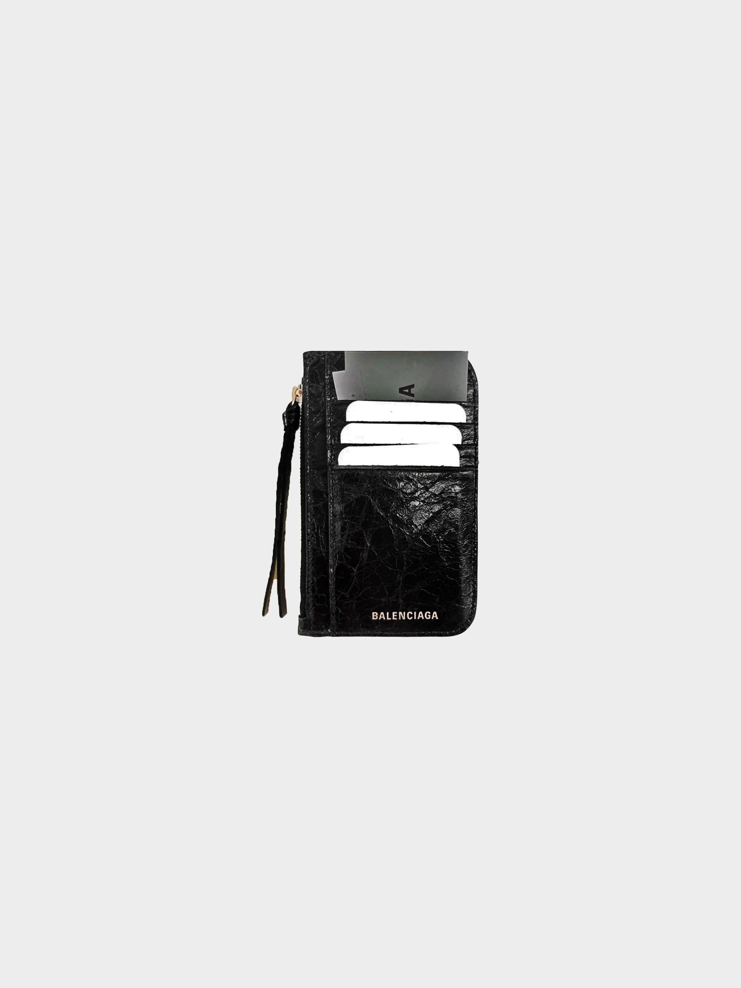 Balenciaga 2020s Black Leather Le Cagole Coin and Card Holder