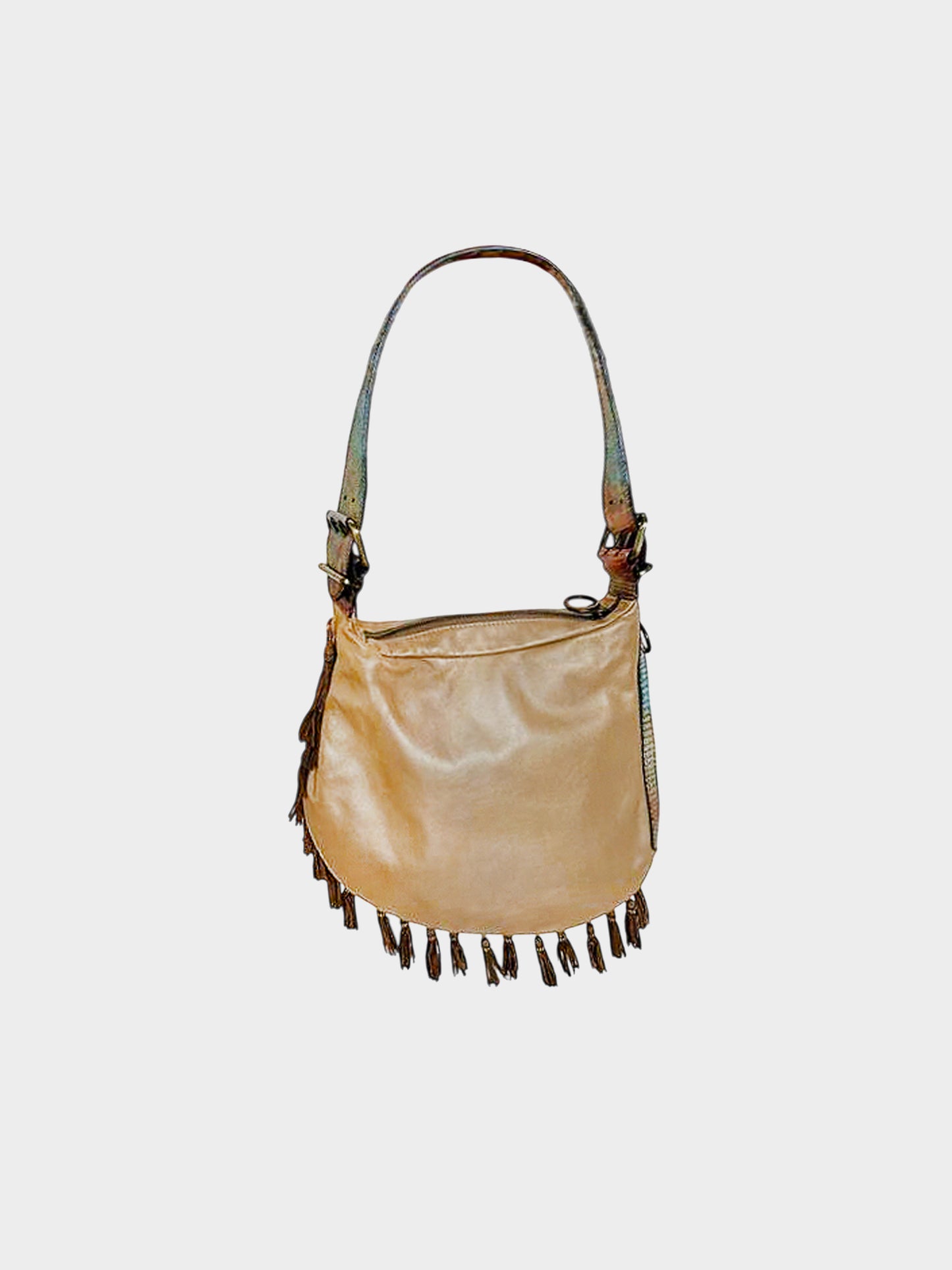 Fendi 2000s Rare Boho-style Fringe Tassel Oyster Bag