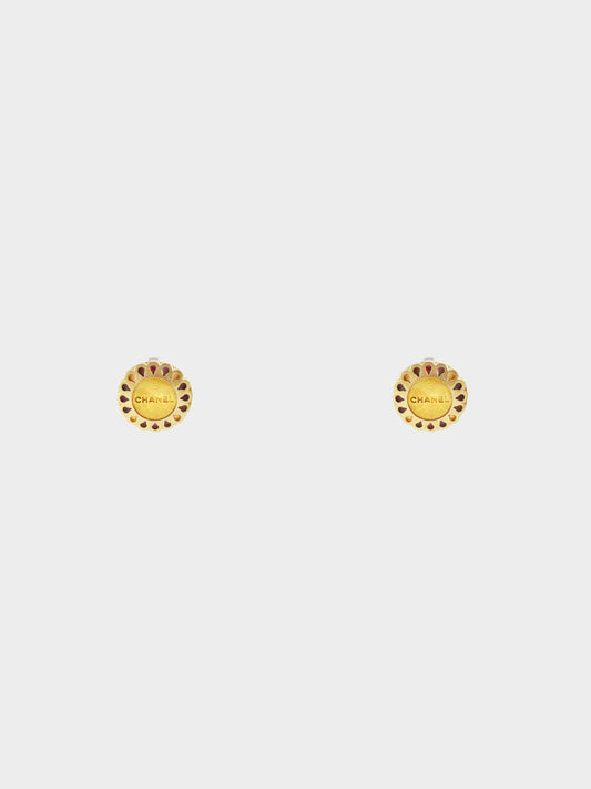 Chanel Fall 1999 Gold Flower Motif  Clip-on Earrings