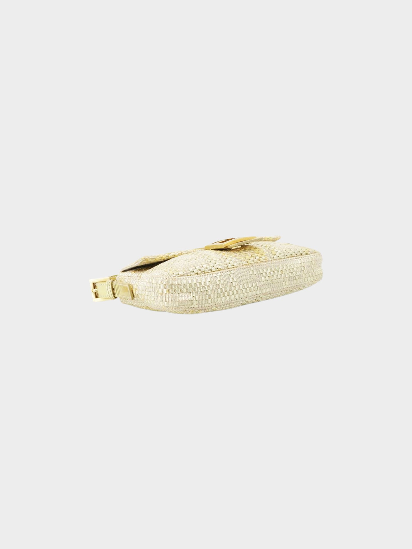 Fendi 2000s Silver and Gold Leather Woven Baguette