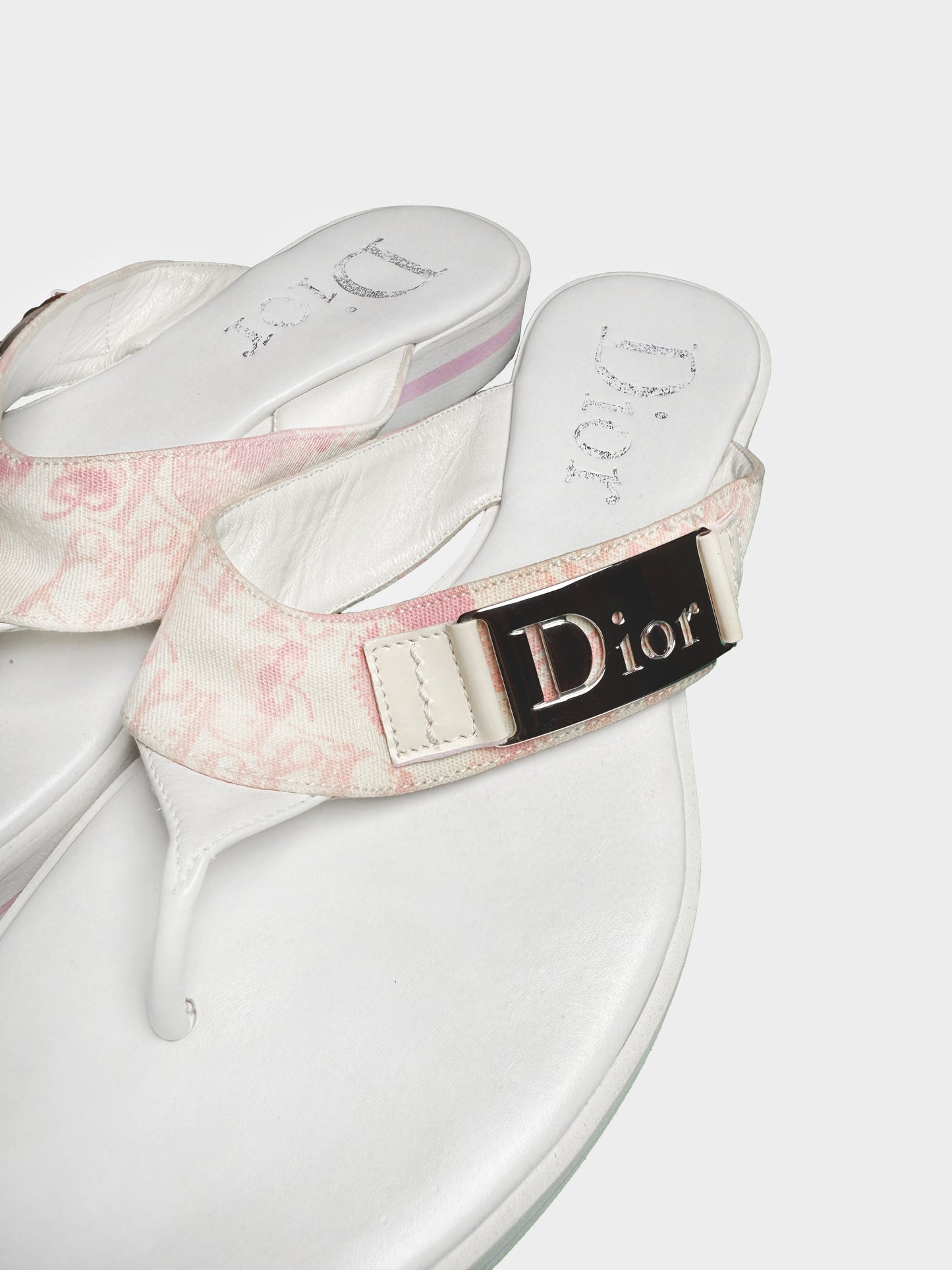 Christian Dior by John Galliano Resort 2005 Pink and White Diorissimo Cherry Blossom Flip Flops