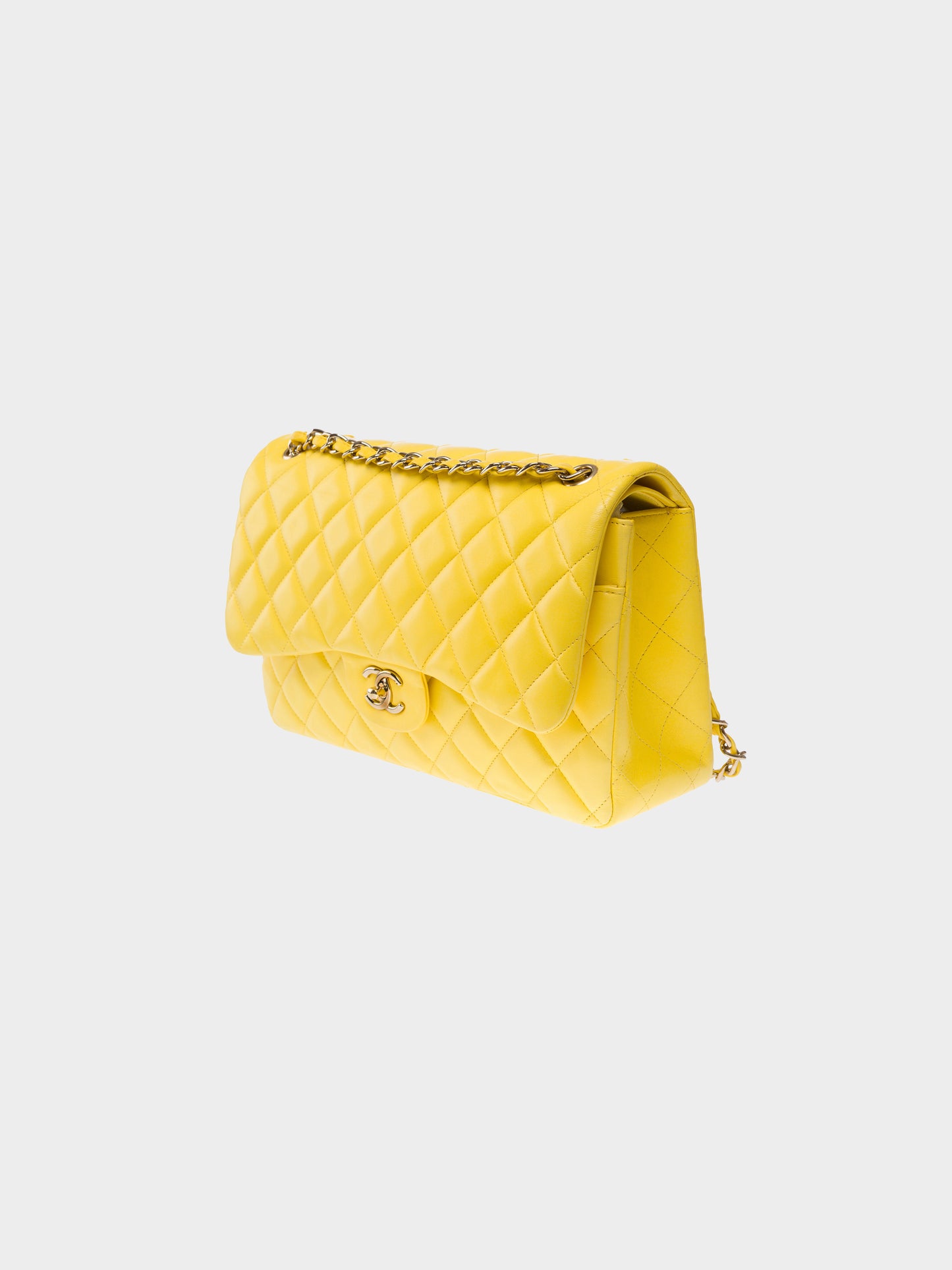 Chanel 2011 Yellow Leather Jumbo Classic Double Flap Bag