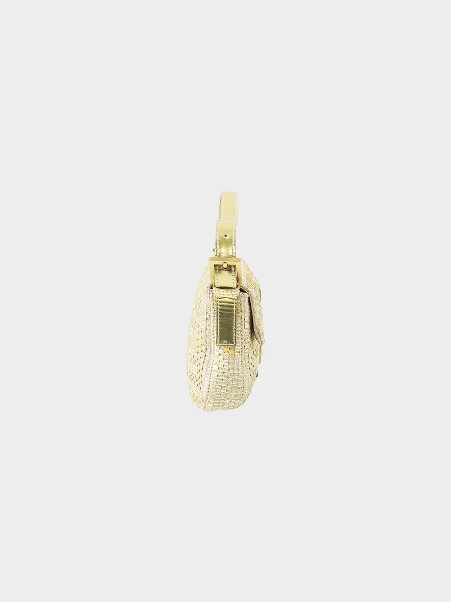 Fendi 2000s Silver and Gold Leather Woven Baguette