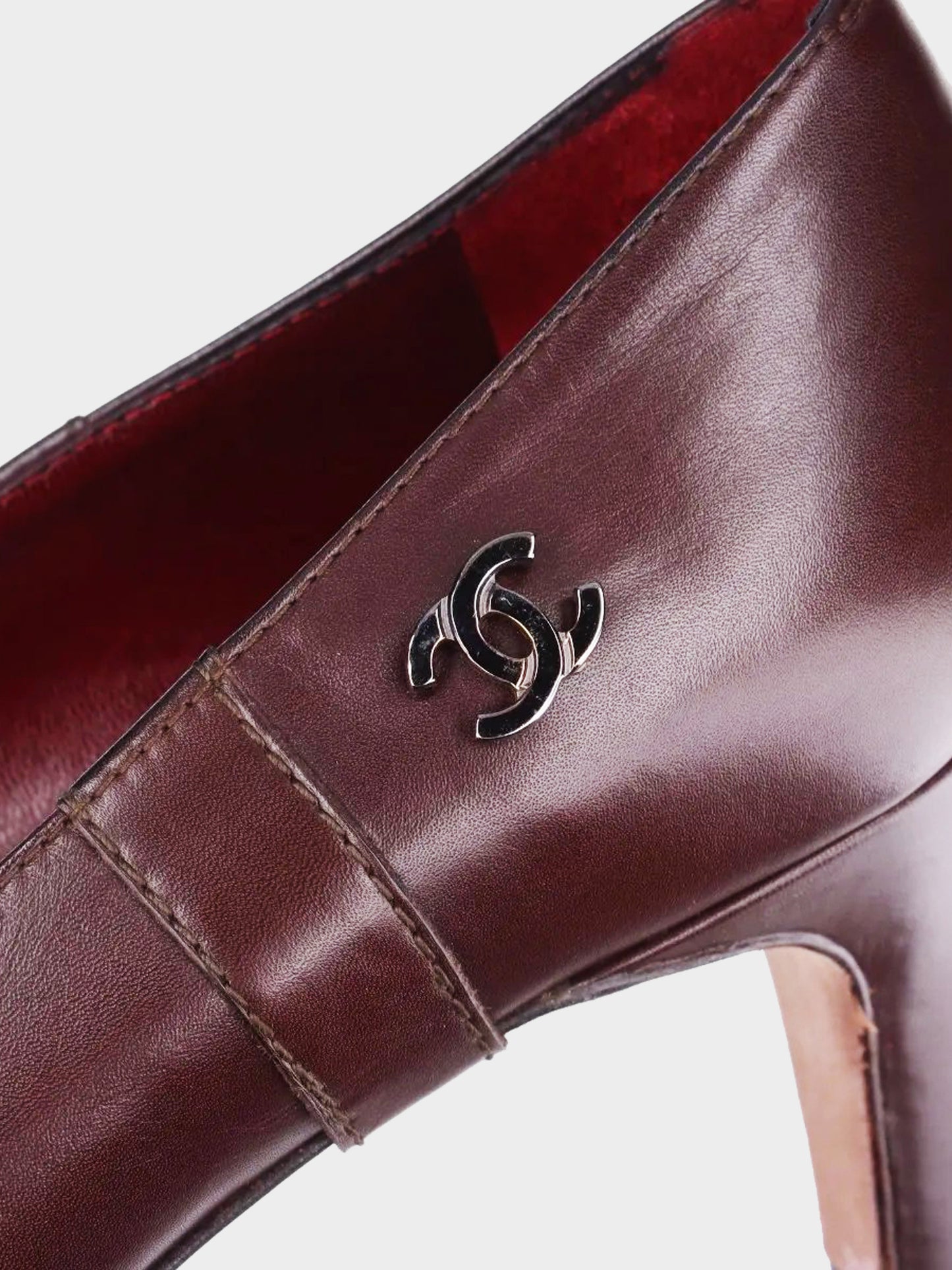 Chanel 2010s Bordeaux and a Black CC Leather Pumps