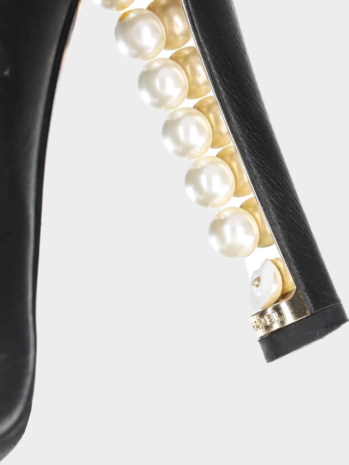 Chanel by Karl Lagerfeld FW 2013 Black Leather and Faux Pearl Long Boots