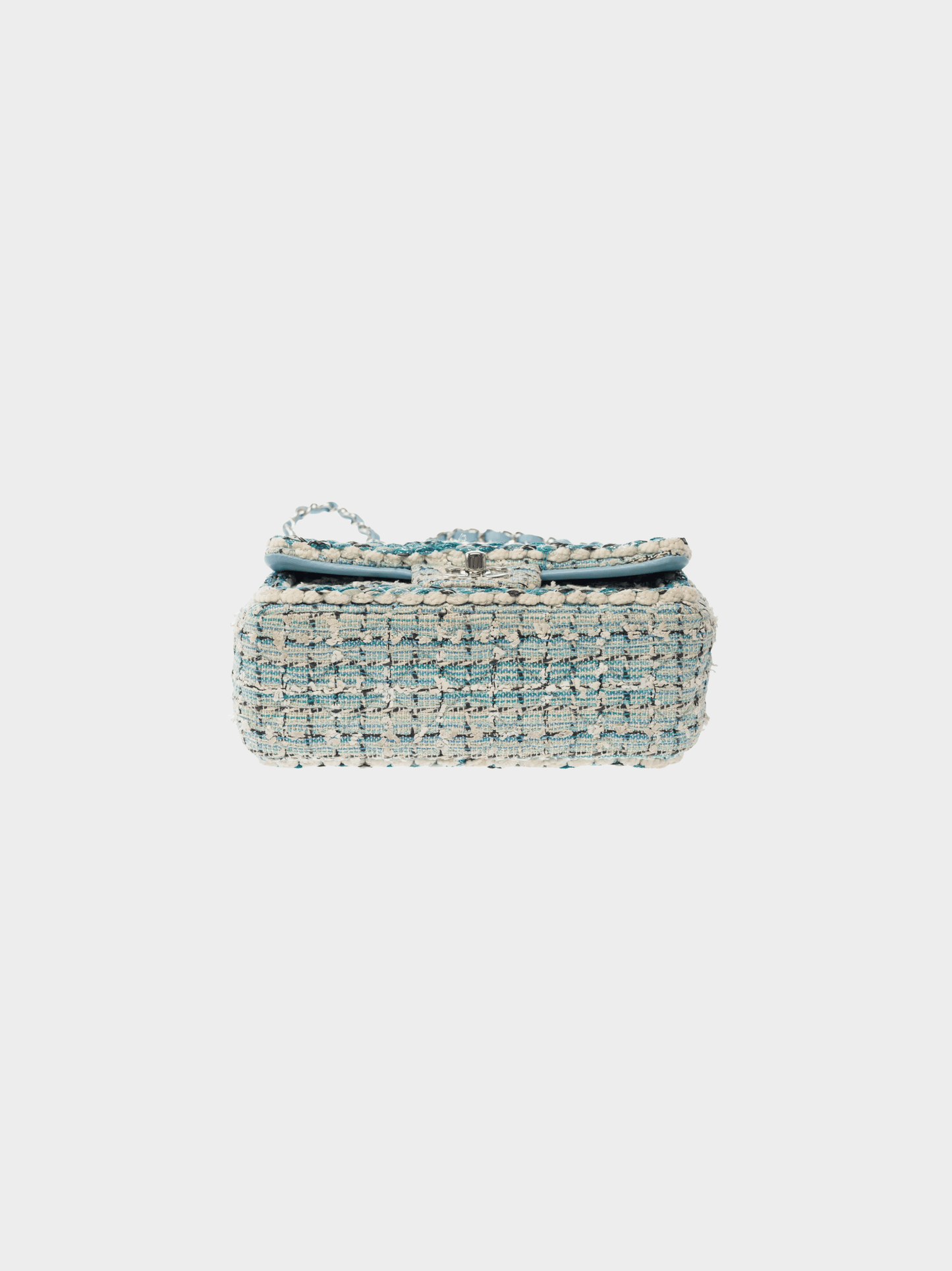 Chanel 2019 Baby Blue Tweed Mini Timeless Classic Flap Bag