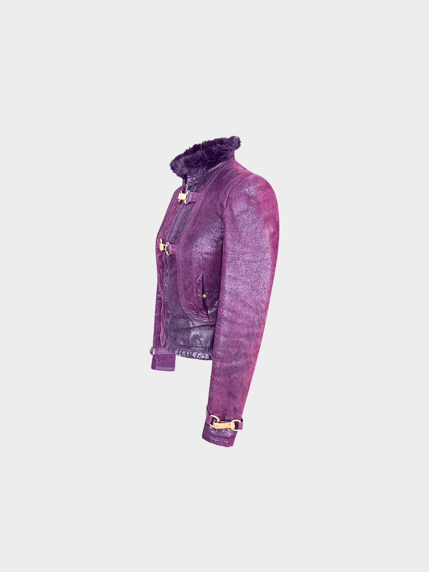 Gucci FW 2006 by Frida Giannini Purple Leather and Fur Jacket