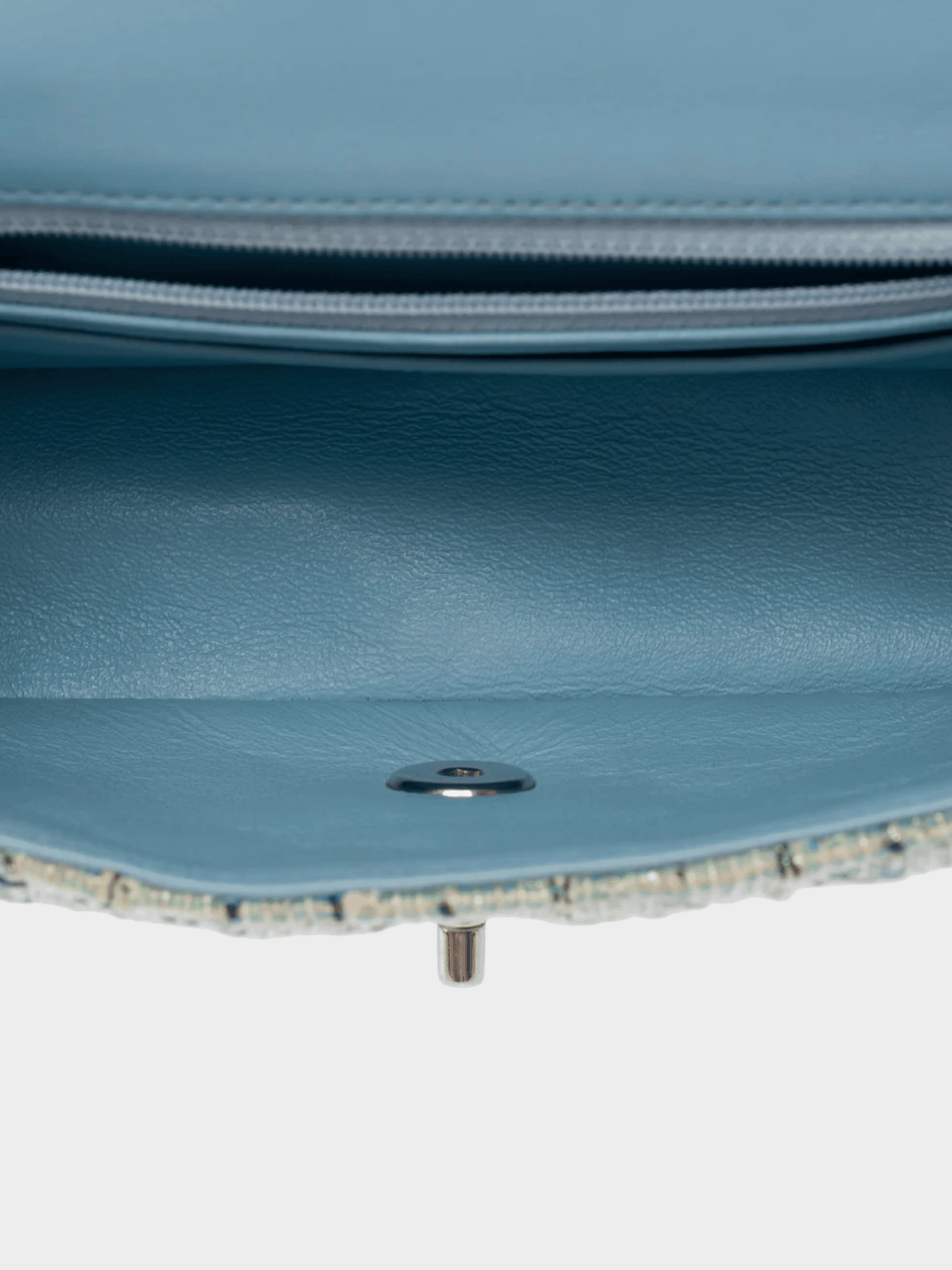 Chanel 2019 Baby Blue Tweed Mini Timeless Classic Flap Bag