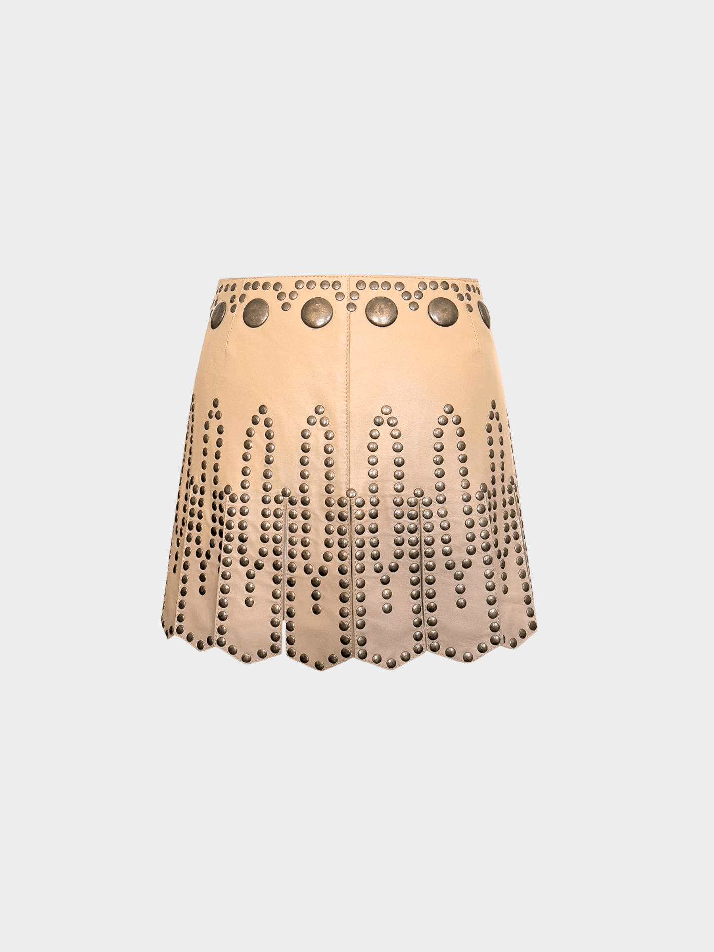 Dolce and Gabbana SS 2003 Beige Studded Leather Mini Skirt