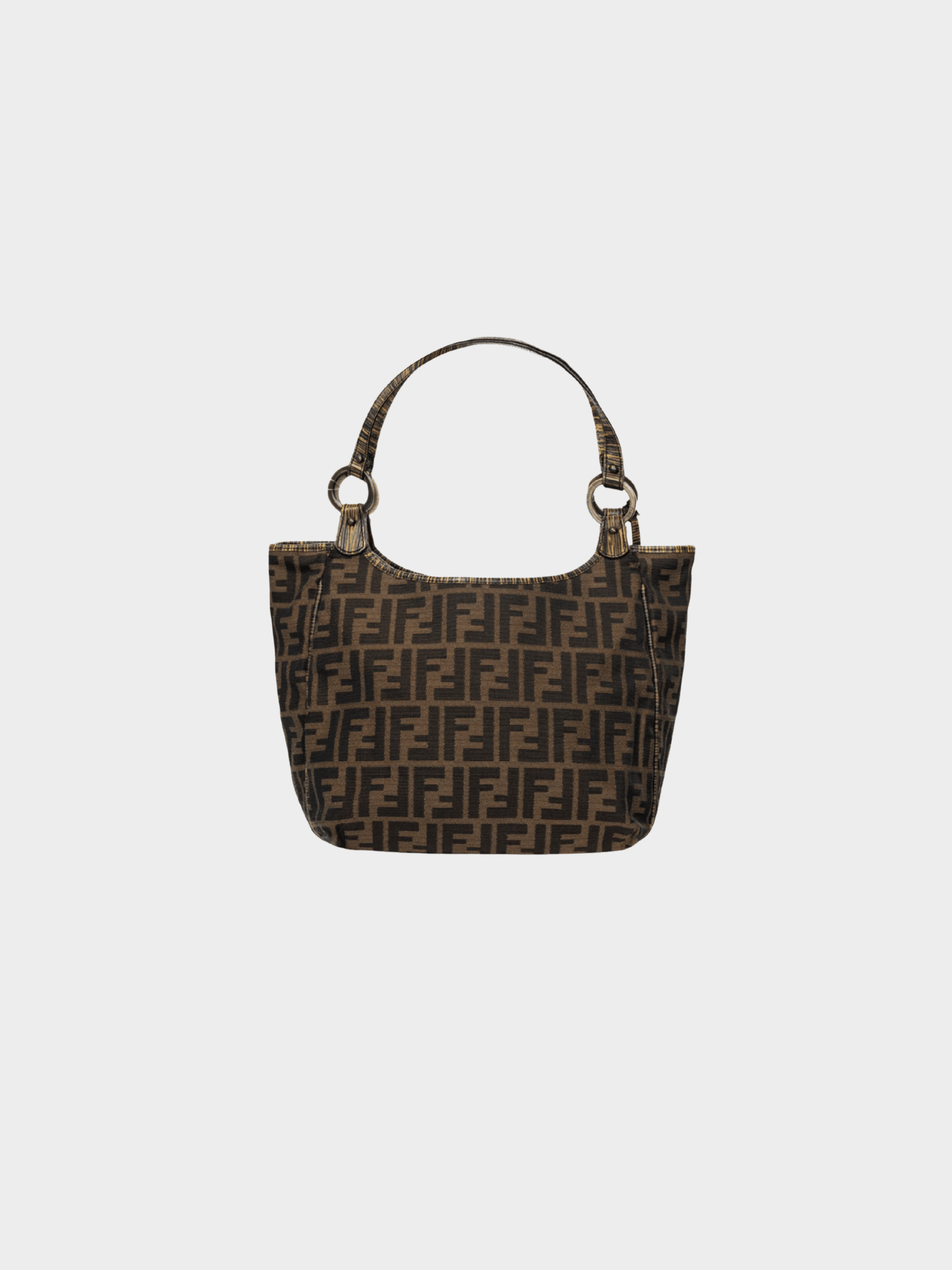 Fendi 2000s Chef Brown Zucca Canvas Leather-Trim Tote