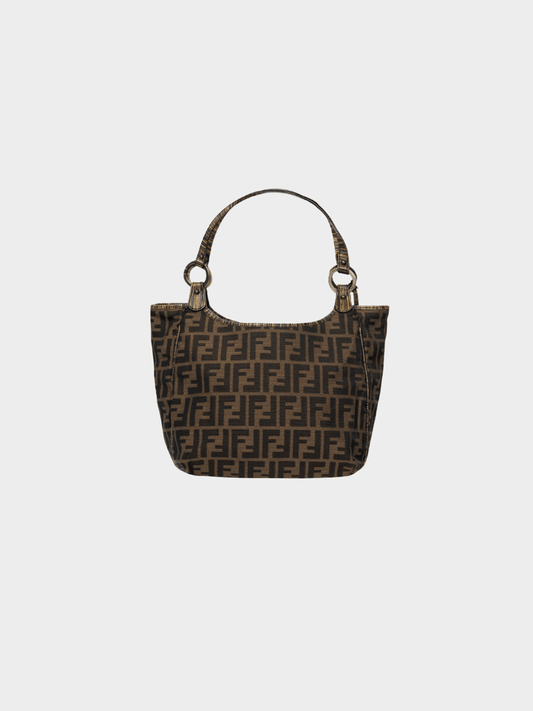 Fendi 2000s Chef Brown Zucca Canvas Leather-Trim Tote