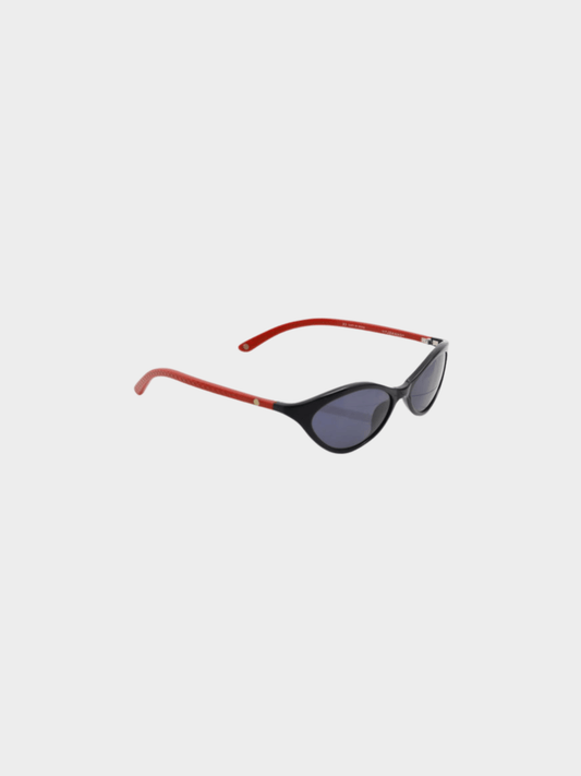 Chanel 1990s Black and Red Mini Cat Eye Sunglasses