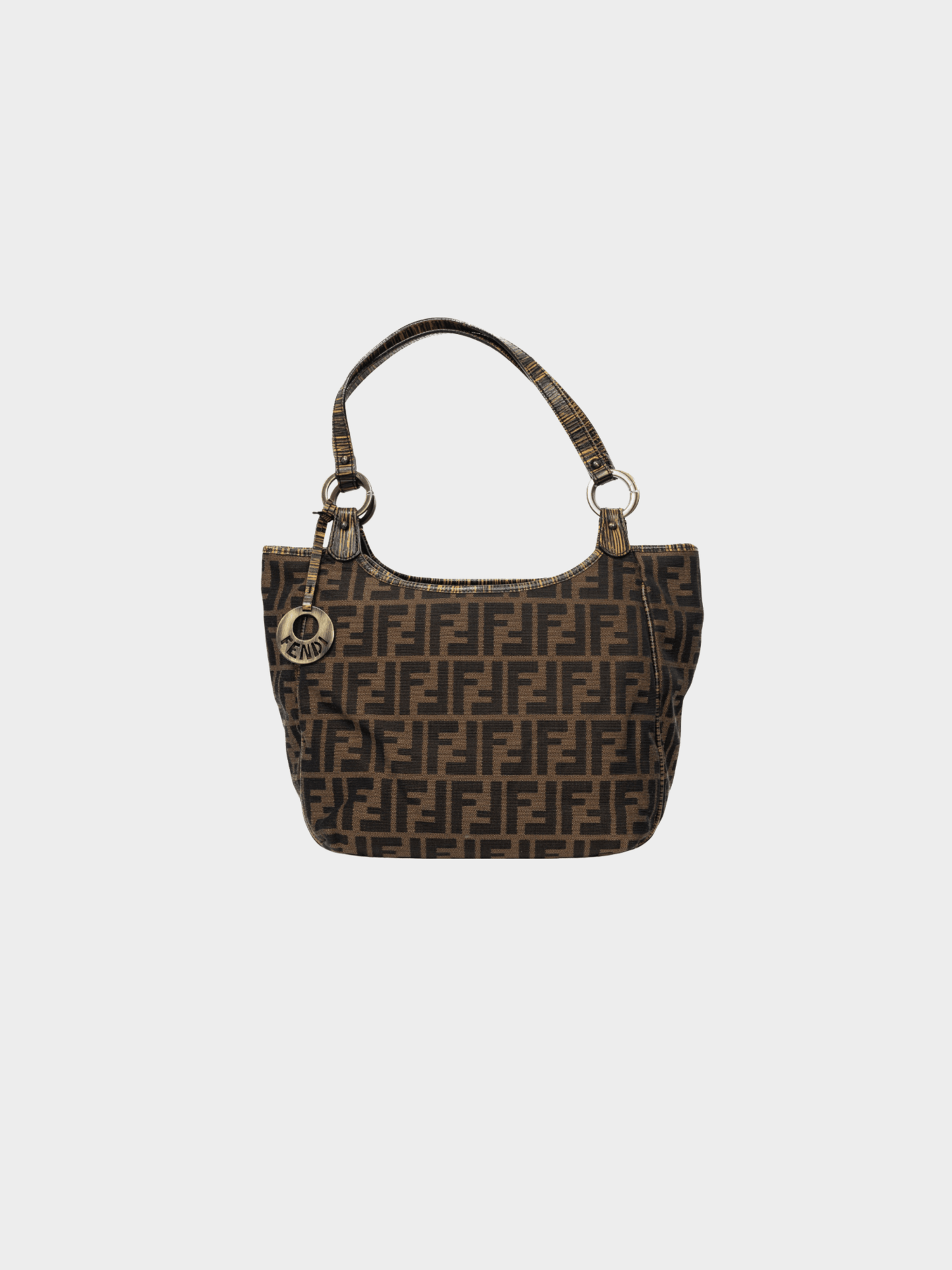 Fendi 2000s Chef Brown Zucca Canvas Leather-Trim Tote