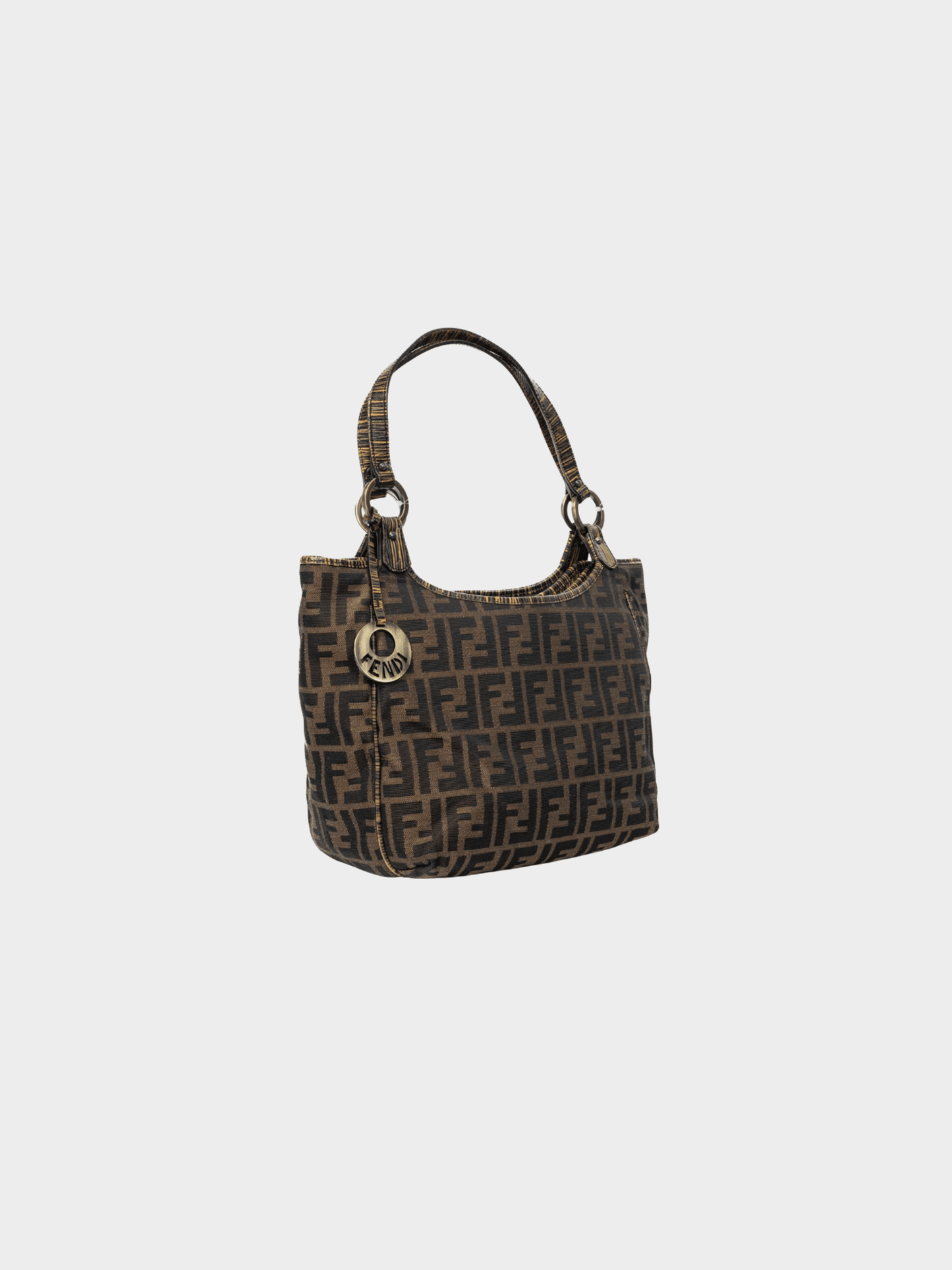 Fendi 2000s Chef Brown Zucca Canvas Leather-Trim Tote