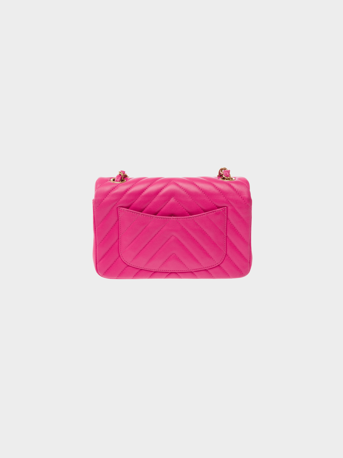 Chanel 2015-2016 Pink Mini Rectangular Classic Chevron Lambskin Single Flap Bag
