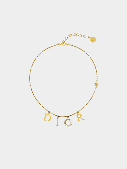 Christian Dior 2010s Gold Dio(r)evolution Rhinestone Necklace
