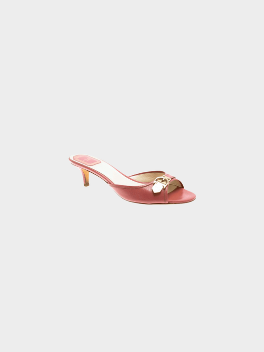 Christian Dior 2000s Pink Leather Buckle Mules